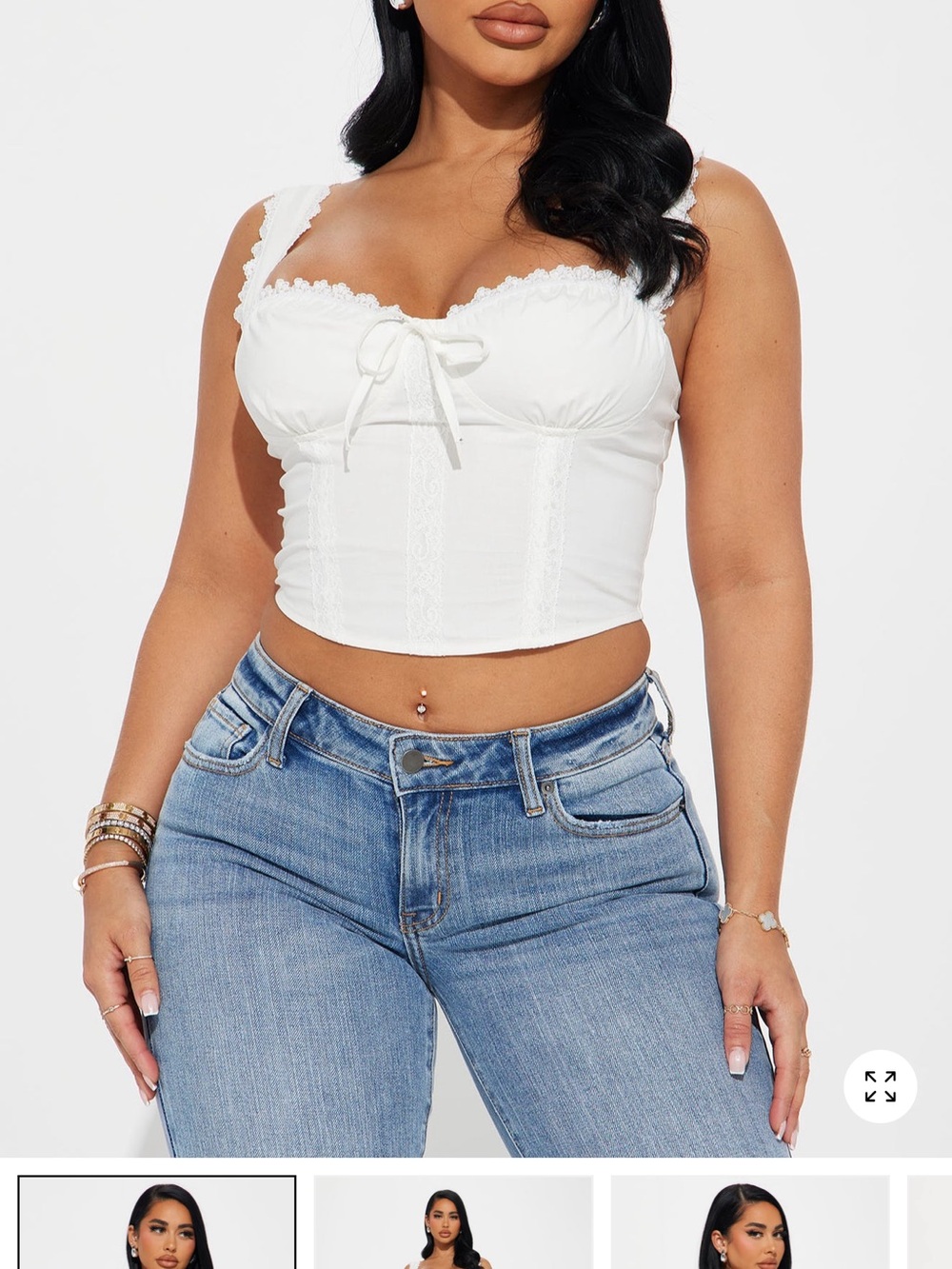 Fashion Nova White Lace-Trim Bustier Camisole